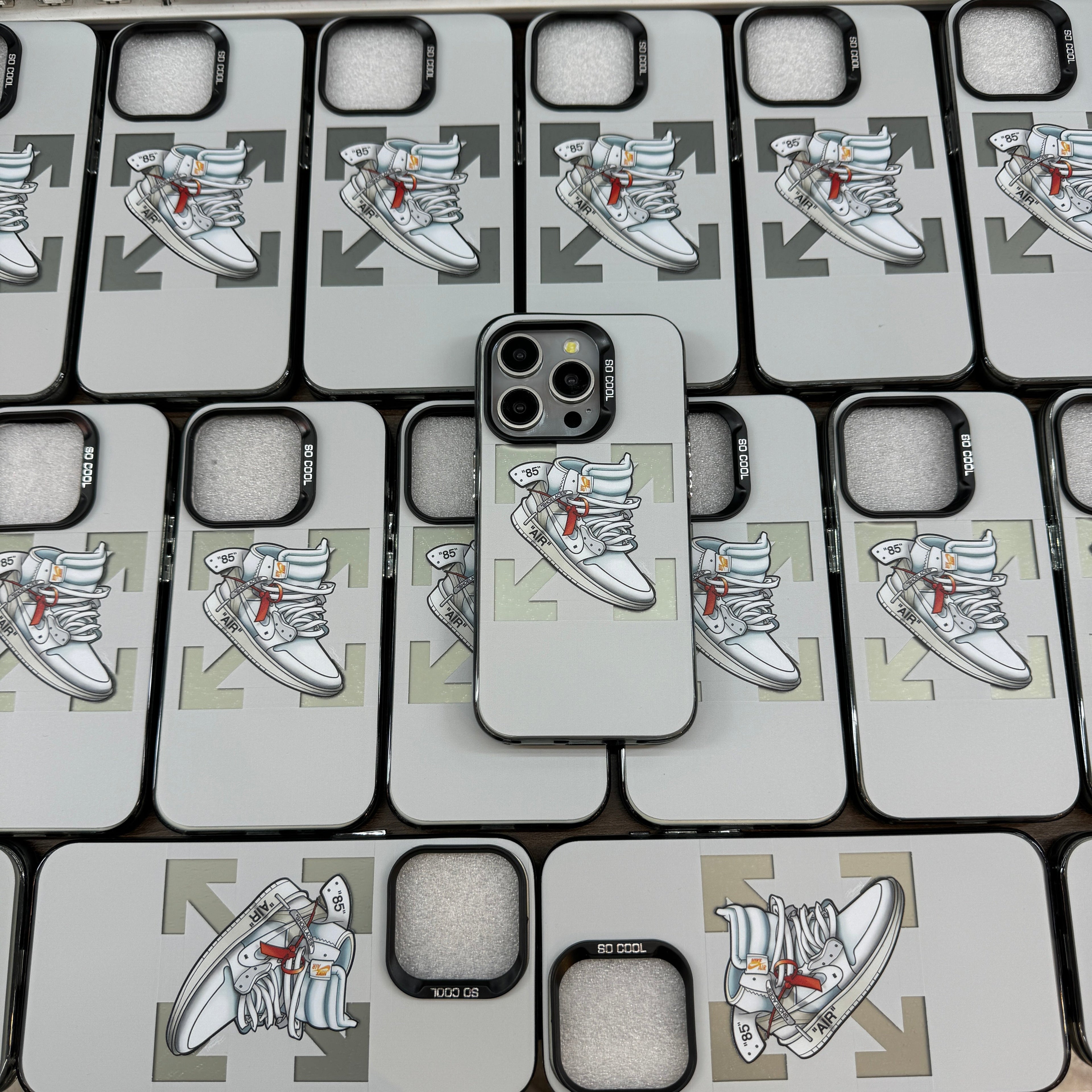 Nike Jordan Designer Silicon Case for iPhone 15 Plus (White)
