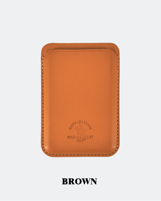 Santa Barbara Polo Raquet Club Avery Series MagSafe PU Leather Card Wallet with Convertible Stand (TAN BROWN