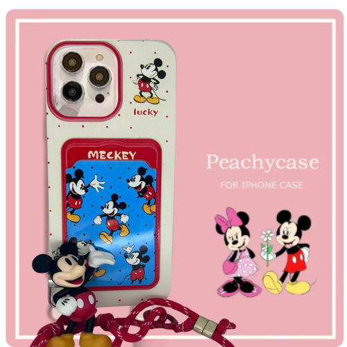 Cute Cartoon Character Card Holder PhAone Case with Wrist Wrap – Soft Silicone Protection