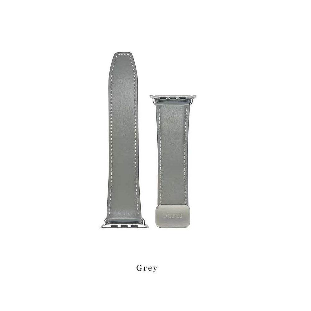 iWatch Genuine Santa Barbara Polo Leather Magnetic Buckle Strap for 42/44/45/49 mm - Grey