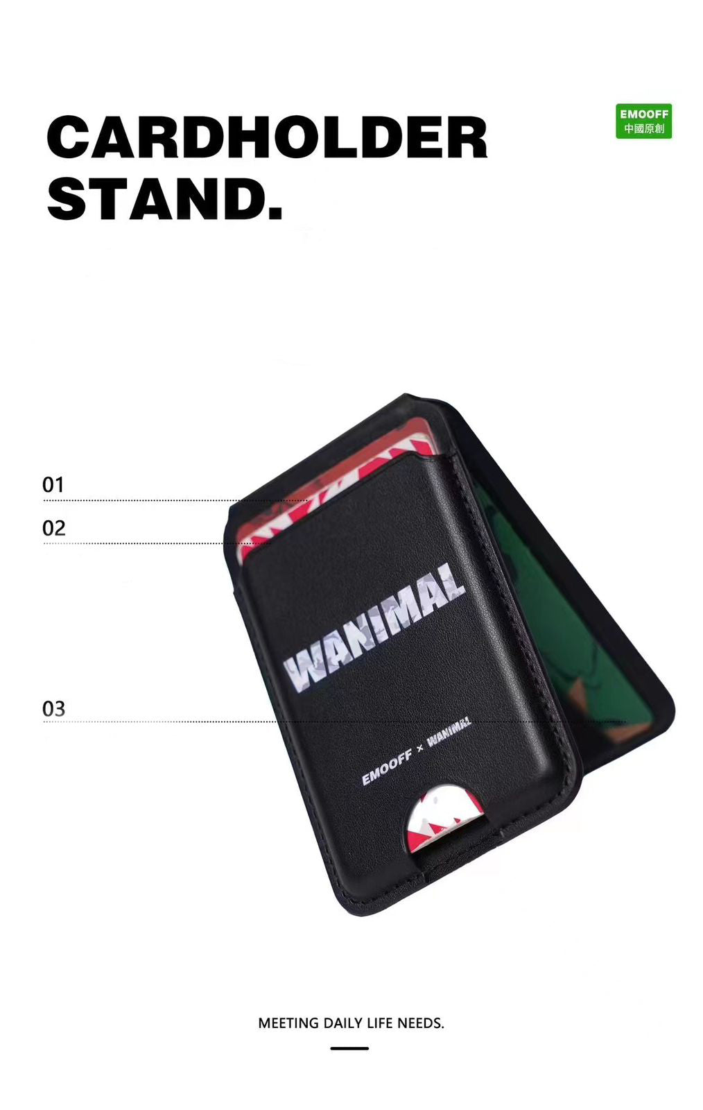 EMO OFF WANIMAL Design  Leather Magsafe Wallet