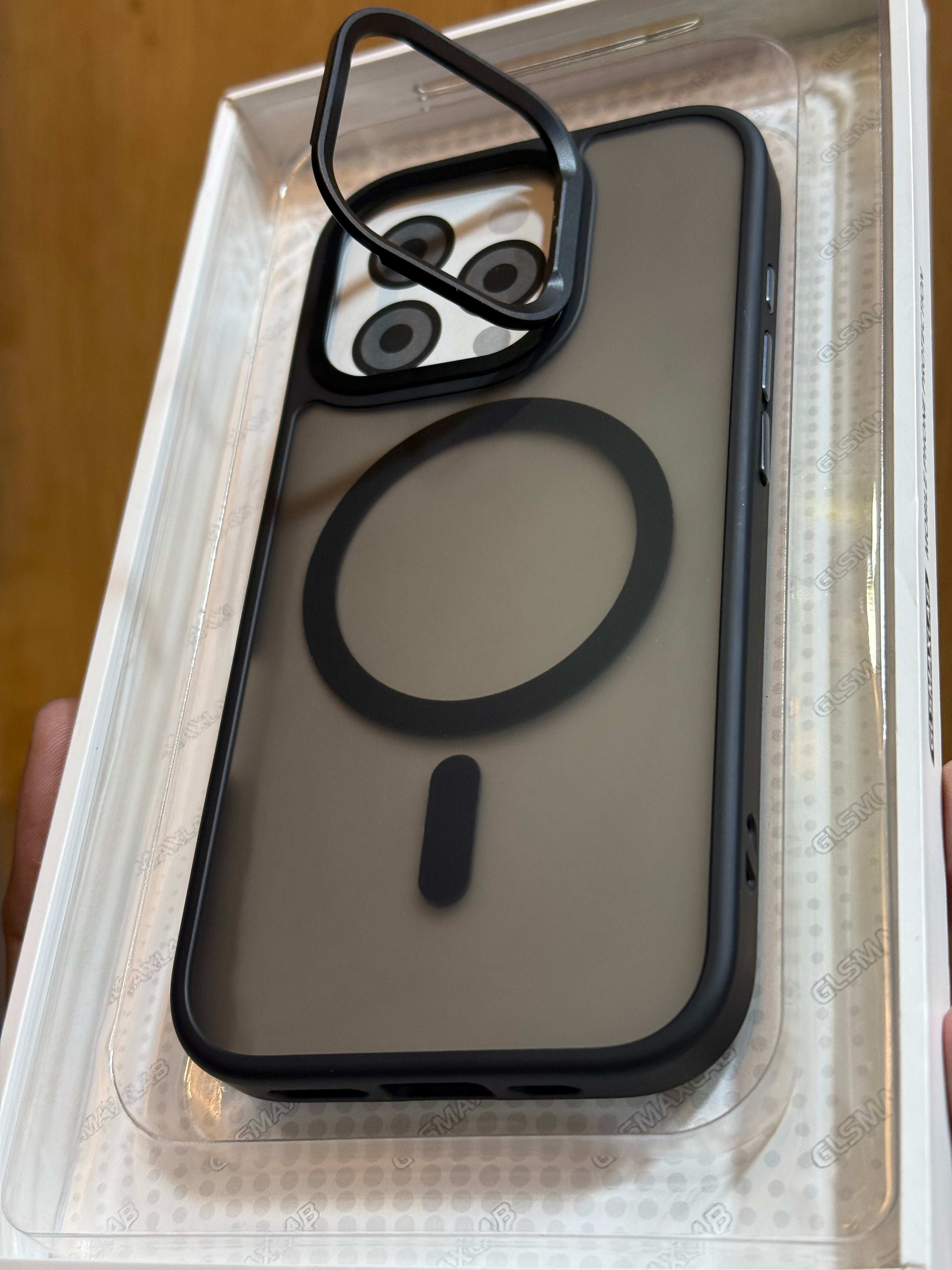 Magsafe Compatible Matte Finish Camera Stand Case for iPhone 16 Plus (Black)