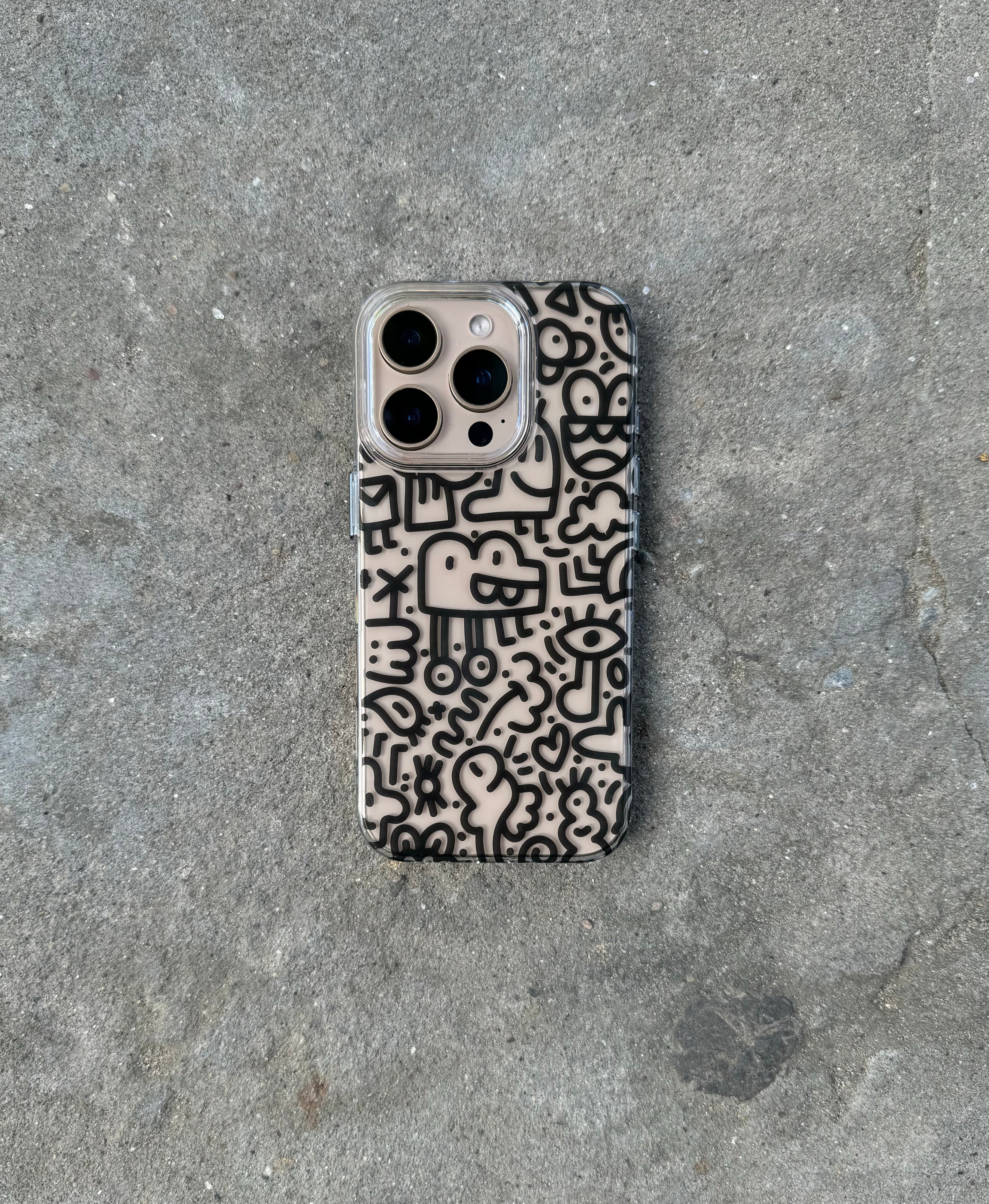 Doodles   Design   Transparent   Designer   Hard   Pc   Anti   Yellow   Case   For   iPhone   16   Pro   Max for iPhone         16         Pro         Max by Covermeup