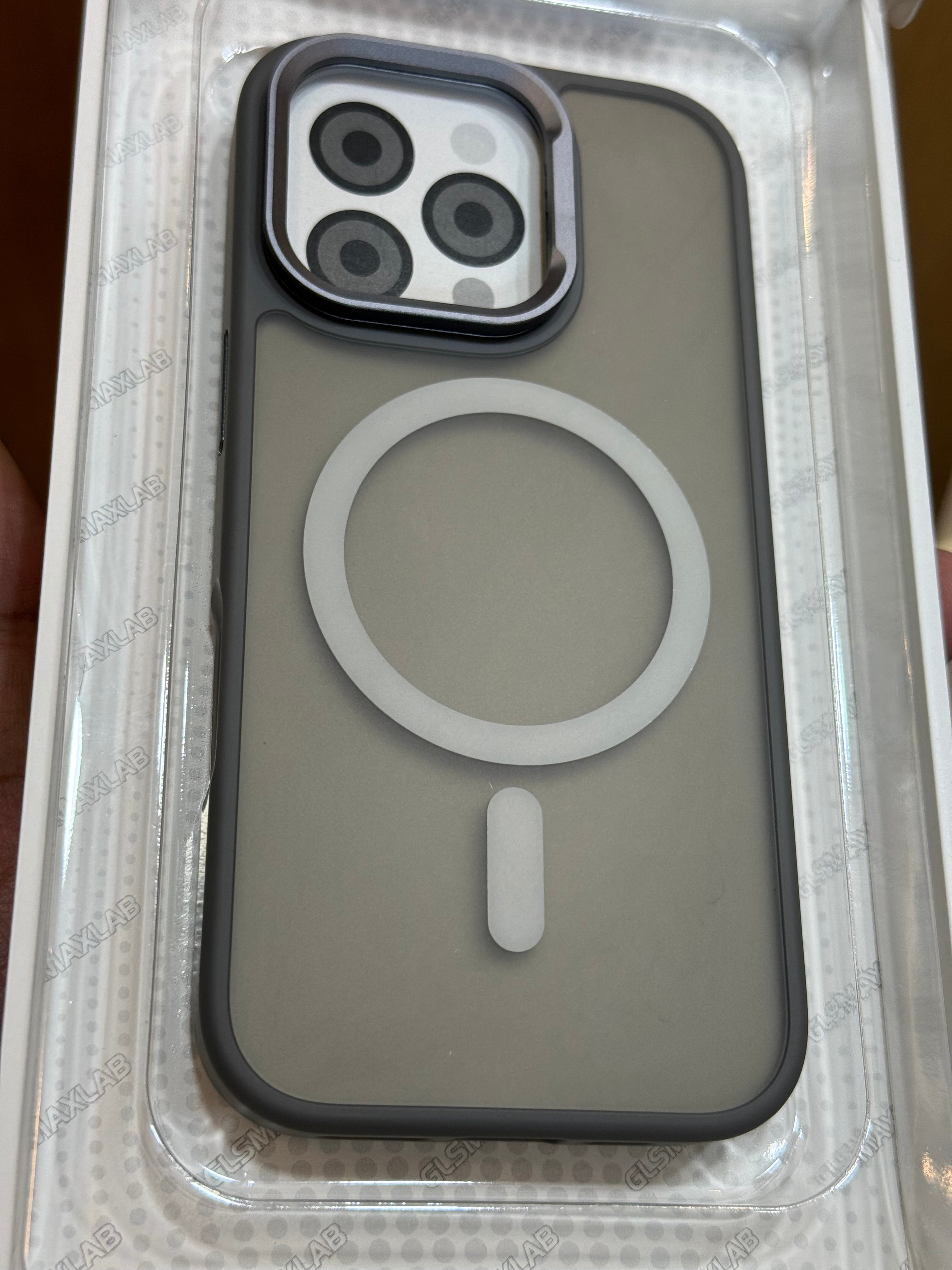 Magsafe Compatible Matte Finish Camera Stand Case for iPhone 16 Pro (Grey)