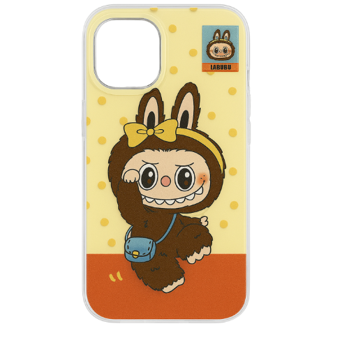 Labubu Yellow Cartoon iPhone Case – TPU+PC | Shockproof Cover with Raised Lip