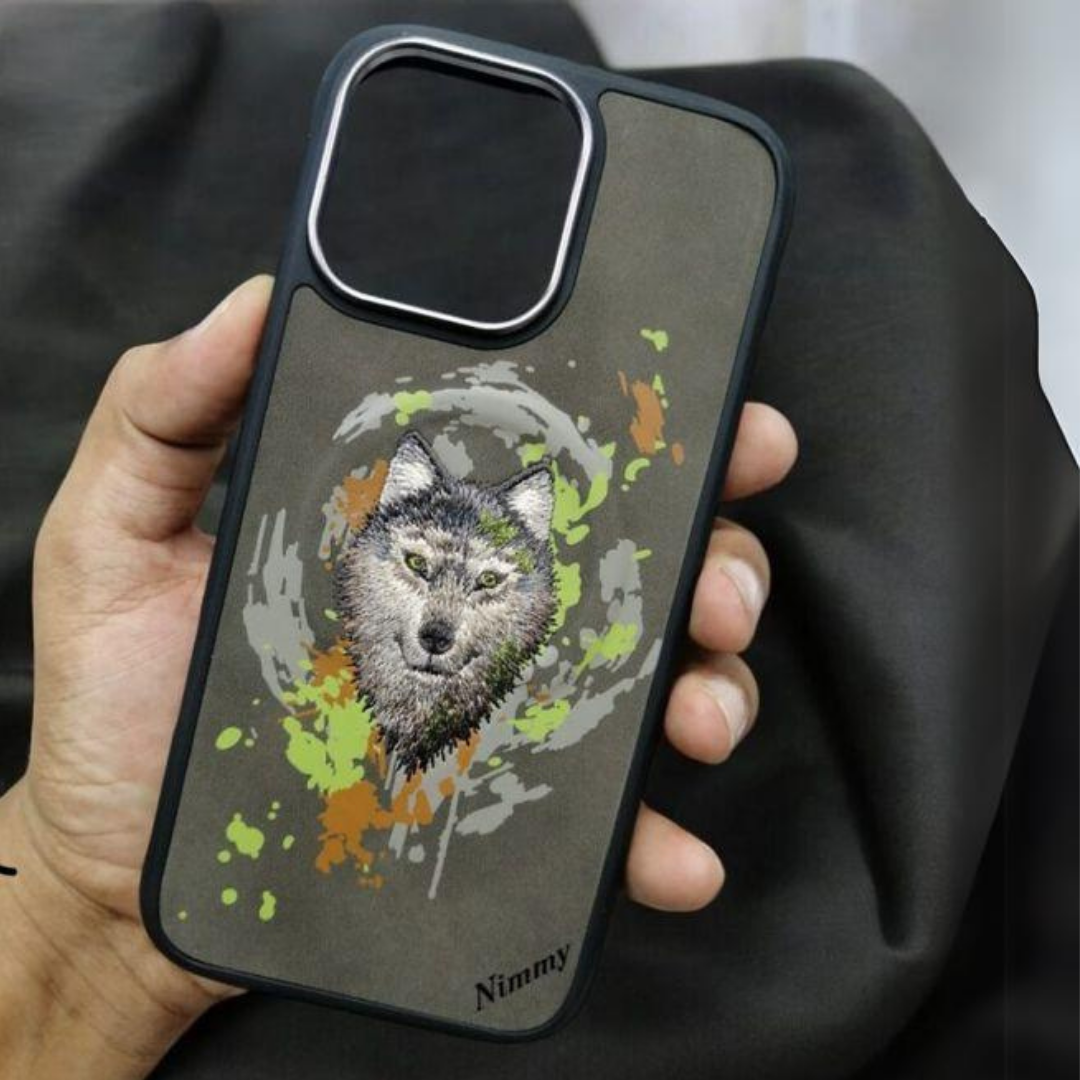 Nimmy Dazzling Animal Series MagSafe & Metal Ring for iPhone 16 Series (GREY WOLF)