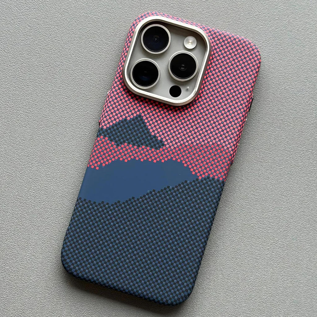 Carbon Fiber Pixel Art Magsafe iPhone Case – Slim Matte Finish with Metal Camera Ring