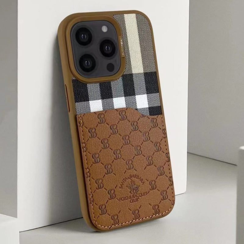 Santa Barbara Polo Plaid Series for iPhone 14 Pro (BROWN)