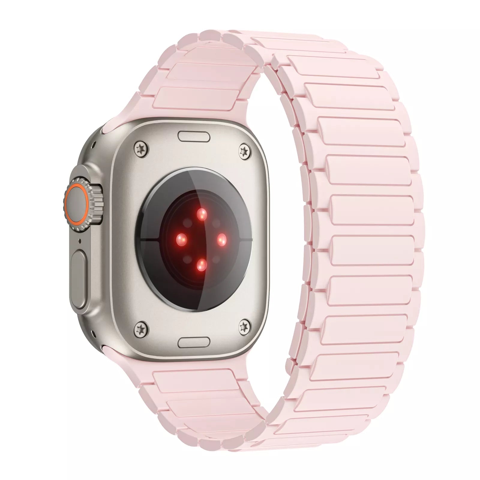 Liquid Silicon Sports Style Magnetic Watch Band for Apple Watch 42/44/45 & 49 mm (Light Pink)