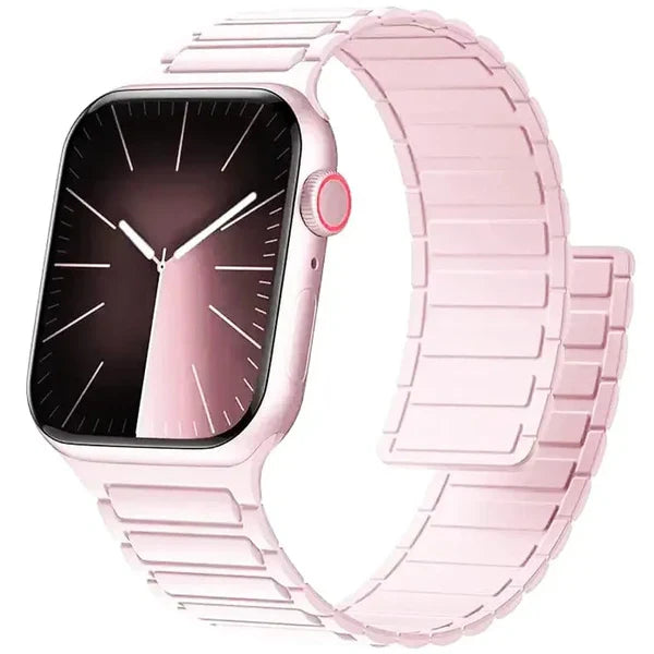 Liquid Silicon Sports Style Magnetic Watch Band for Apple Watch 42/44/45 & 49 mm (Light Pink)