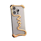 Protective Apple iPhone Back Cover - Luxury One Line Ultra-Light Weight Minimalist Case for  iPhone 15 Pro (Golden)