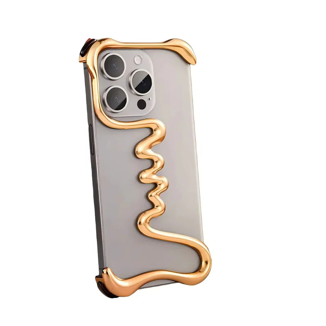 Luxury One Line Ultra-Light Weight Minimalist Case for  iPhone 15 Pro Max (Golden)