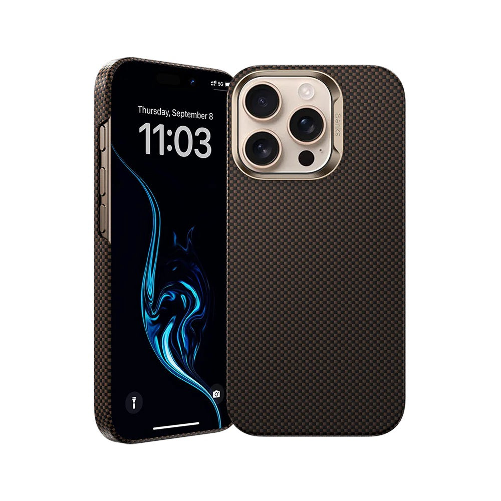 Protective Apple iPhone Back Cover - Premium Carbon Fiber MagSafe Slim Fit Hard Case for iPhone