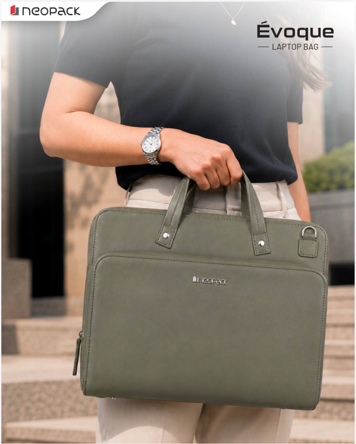 Evoque Slim Laptop Bag Fits Up To 13 To 14.2 Inch Macbooks & Laptops (Olive)
