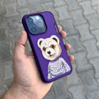 Nimmy Premium Embroidered Leather Case - Nimmy Bear Case- Purple ( No. 1338 ) - Style 2