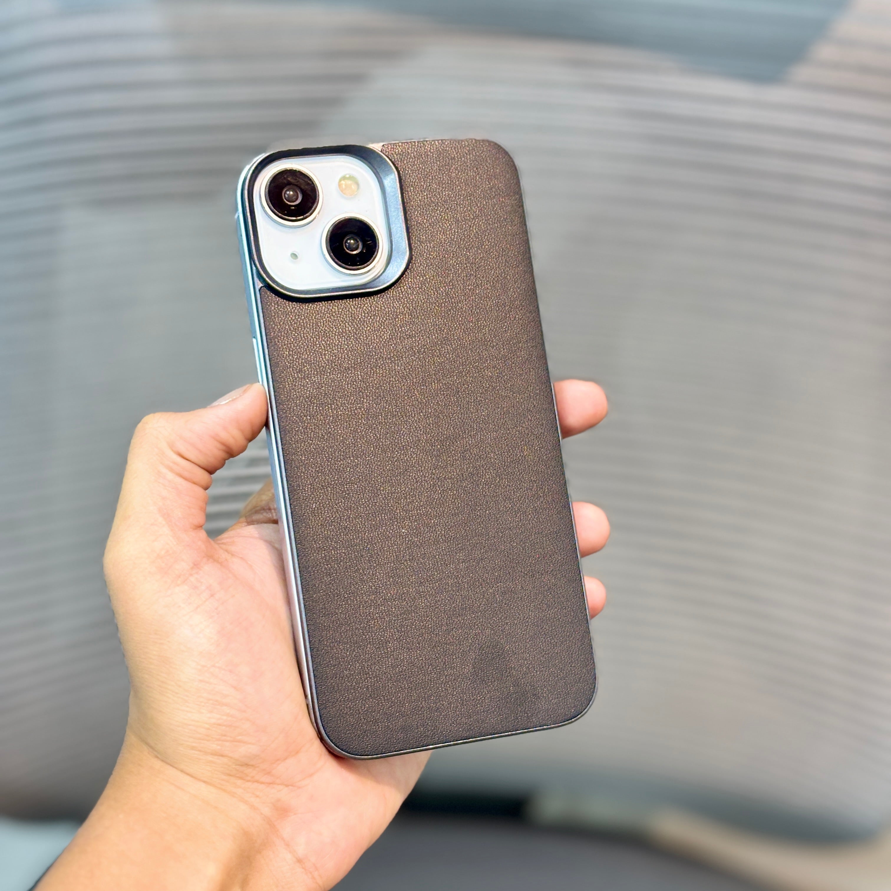 Protective Apple iPhone Back Cover - Leather Finish BackPlane MagSafe iPhone 15 & 16 Series Case - Style 2