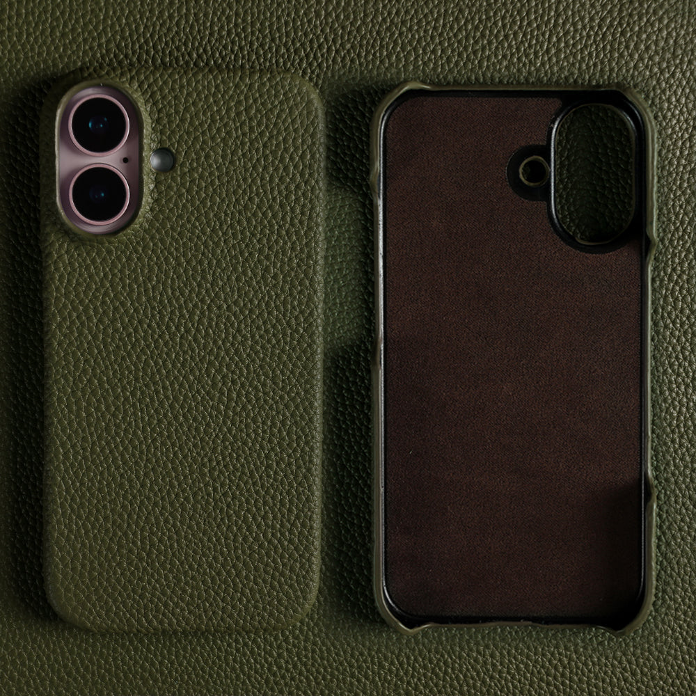 Luxury Real Leather Phone Case with MagSafe (Lychee Pattern)