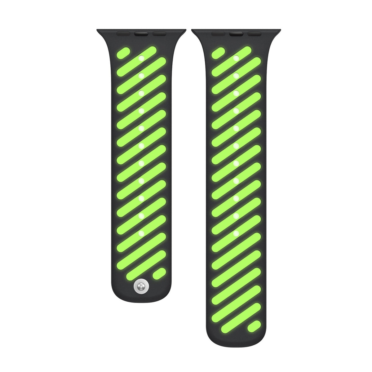 Double Colour Striped Magnetic Silicon Watch Band 44/45/46mm & 49mm (Green/Black)