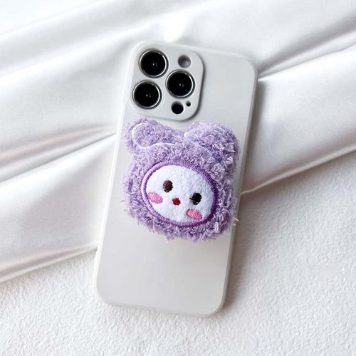 Fabric Fur Plush Purple 3D Gripper Phone Holder Bracket Mobile Case by CoverMeUp