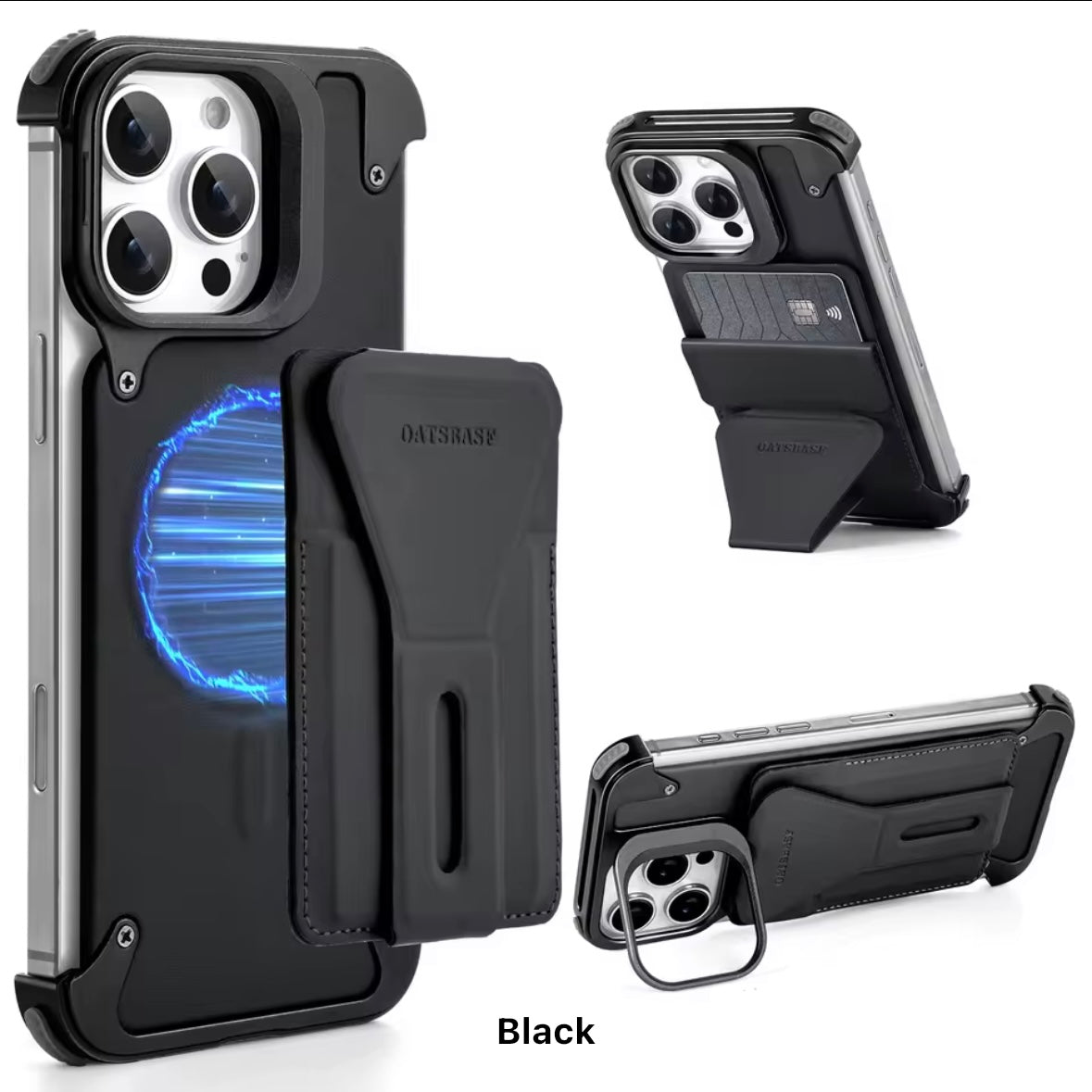 Protective Apple iPhone Back Cover - All-in-One - Leather & Metal MagSafe iPhone Case - Style 5