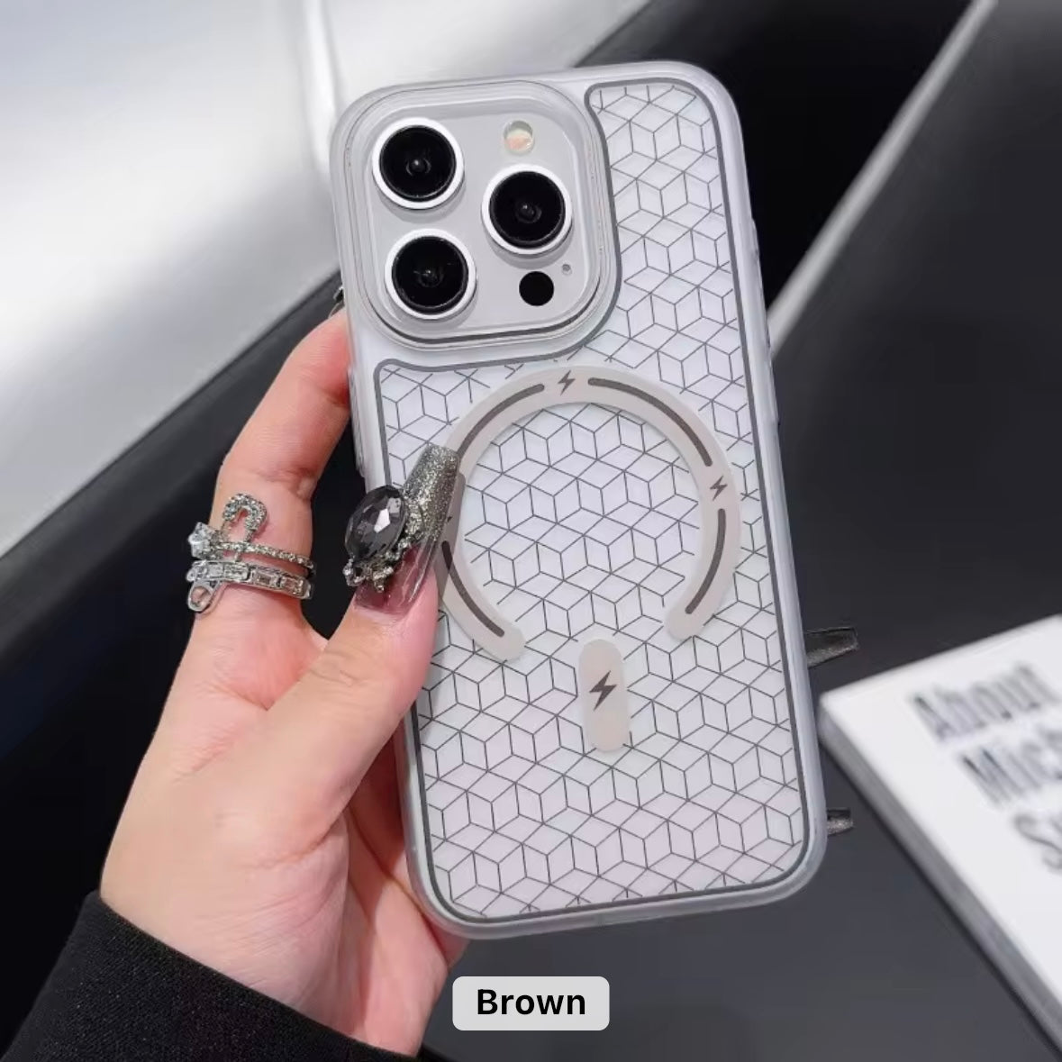 Protective Apple iPhone Back Cover - MagSafe Printed Matte Hard Case for iPhone - Style 7