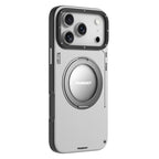Protective Apple iPhone Back Cover - YOUNGKIT Rotating Magsafe Stand Shockproof TPU + PU Leather Phone Back Cover for iPhone 17 Pro - GREY - Style 2