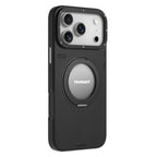 YOUNGKIT Rotating Magsafe Stand Shockproof TPU + PU Leather Phone Back Cover for iPhone 17 ProMax - BLACK