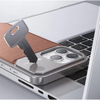 Protective Apple iPhone Back Cover - NY Vegan Leather Case with Titanium Frame for iPhone 15 Brown Color - Style 2