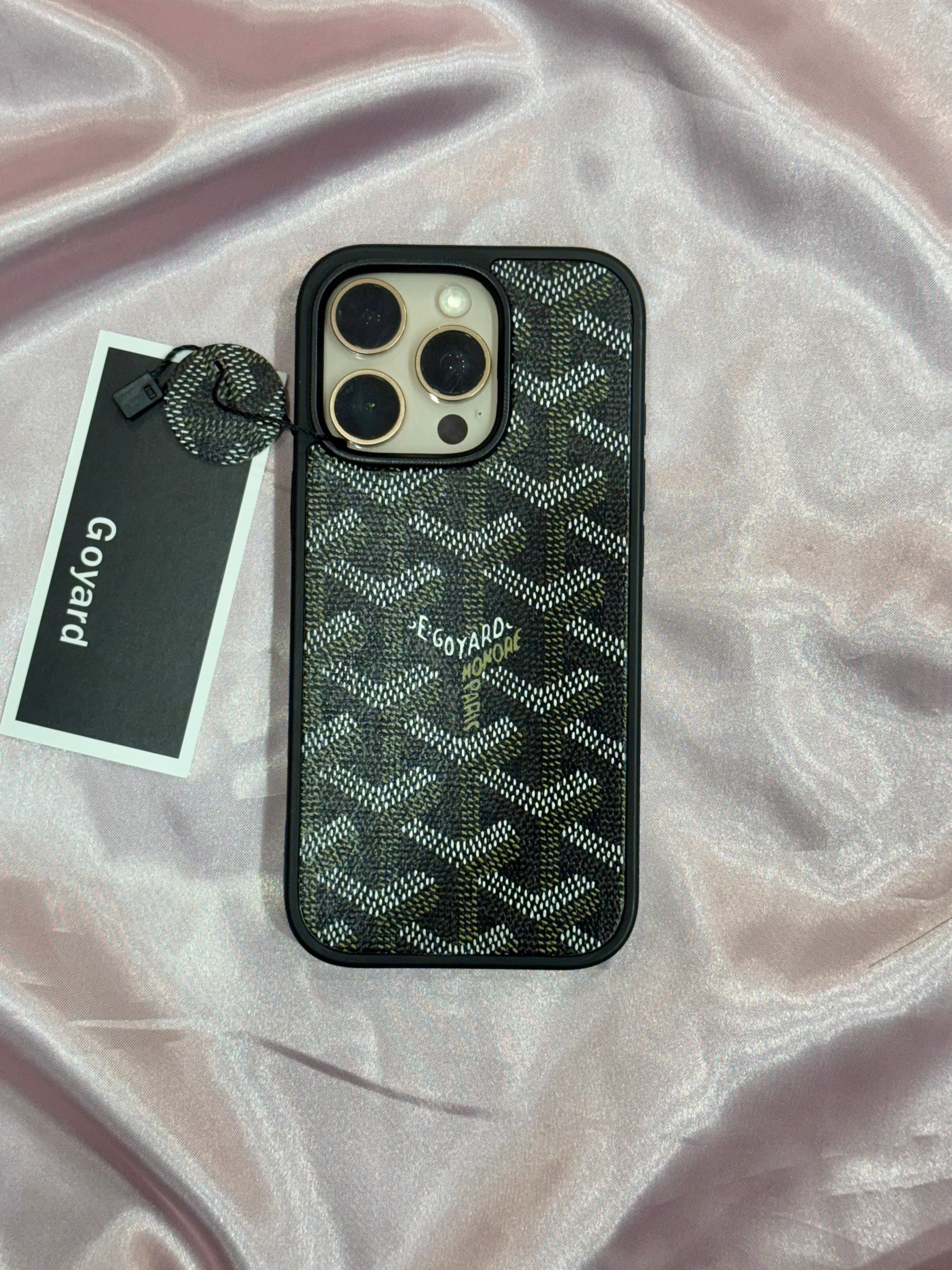 Branded PU Leather Case for iPhone 16 Pro Max (Black)