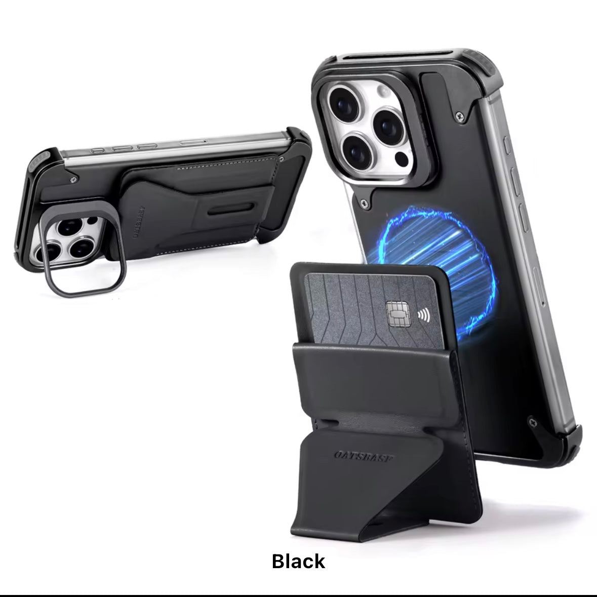 Protective Apple iPhone Back Cover - All-in-One - Leather & Metal MagSafe iPhone Case - Style 8