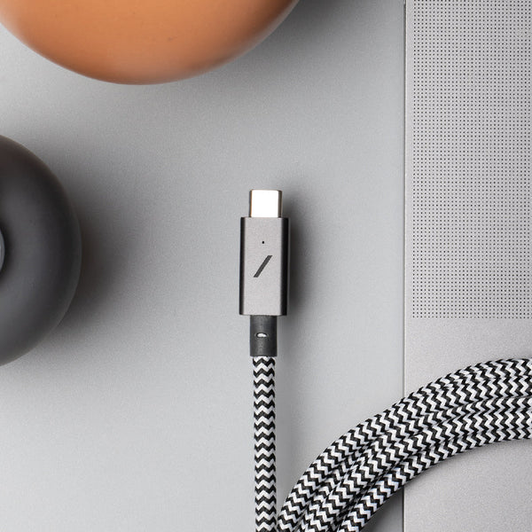 Native Union Belt Cable Pro 240W (USB-C to USB-C) The recycled 8-foot 240W USB-C to USB-C cable with bonded leather strap