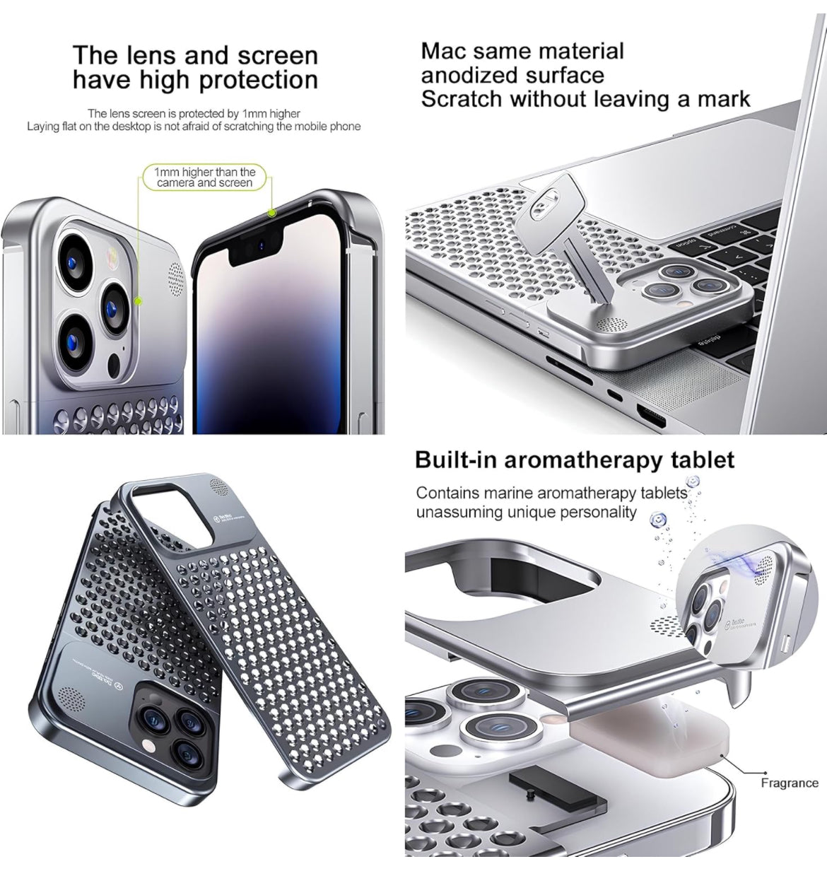Metal Case [Aviation Aluminum Alloy] Ultra-Thin Frameless Protective Cases (Silver, Pro Max)