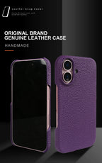 Luxury Real Leather Phone Case with MagSafe (Lychee Pattern) Mobile Case by CoverMeUp - Style 34