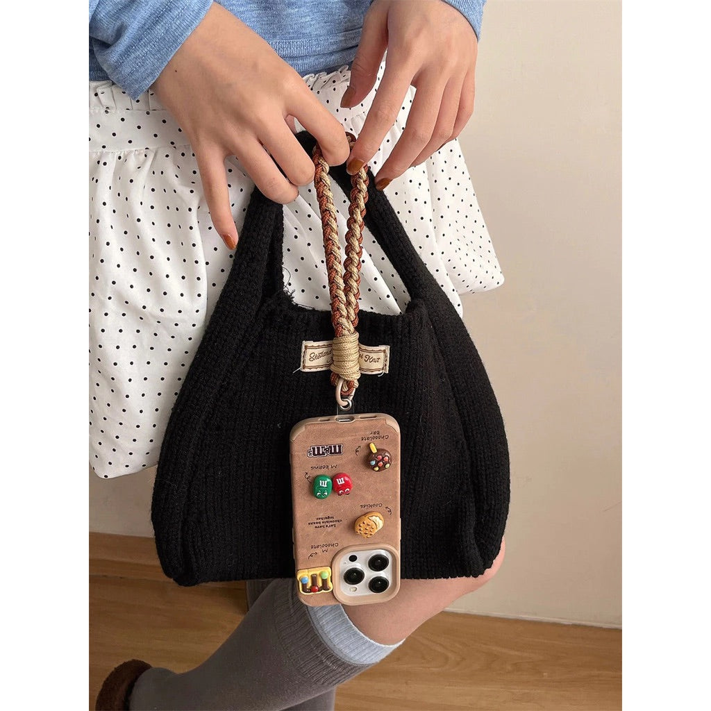 Luxury Leather 3D Cute Cartoon M&M Soft Phone Case for iPhone