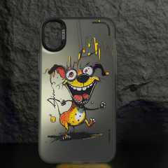 Double Layer Color Silver Series Animal Oil Painting Phone Case - Dance Dog