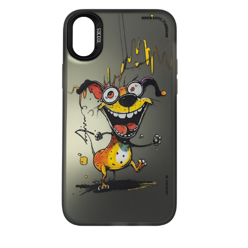 Double Layer Color Silver Series Animal Oil Painting Phone Case - Dance Dog