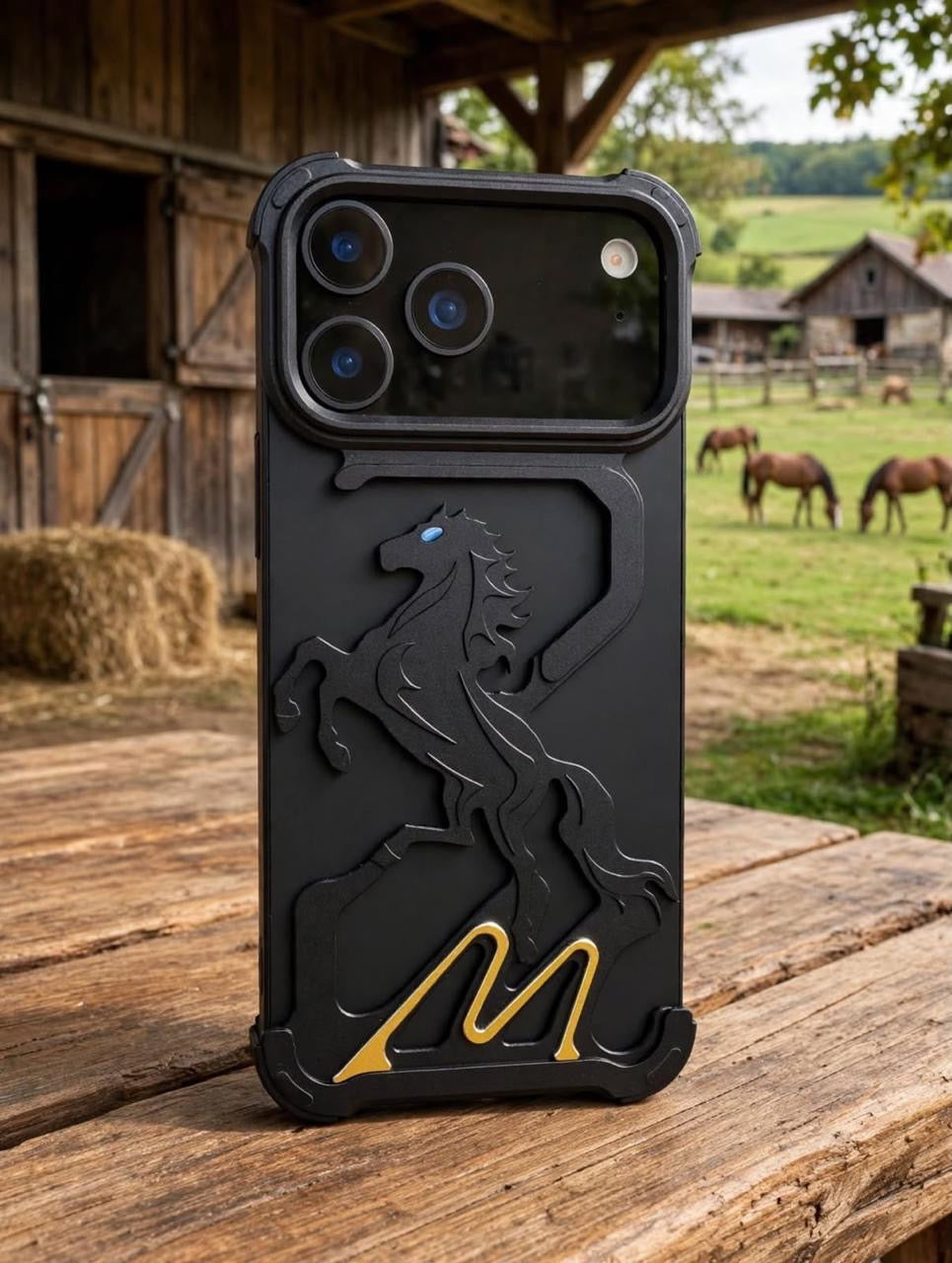 Metallic Horse Designer Case for iPhone 17/18 Pro & Pro Max - iPhone 17 Pro Max / 18 Pro Max - Black