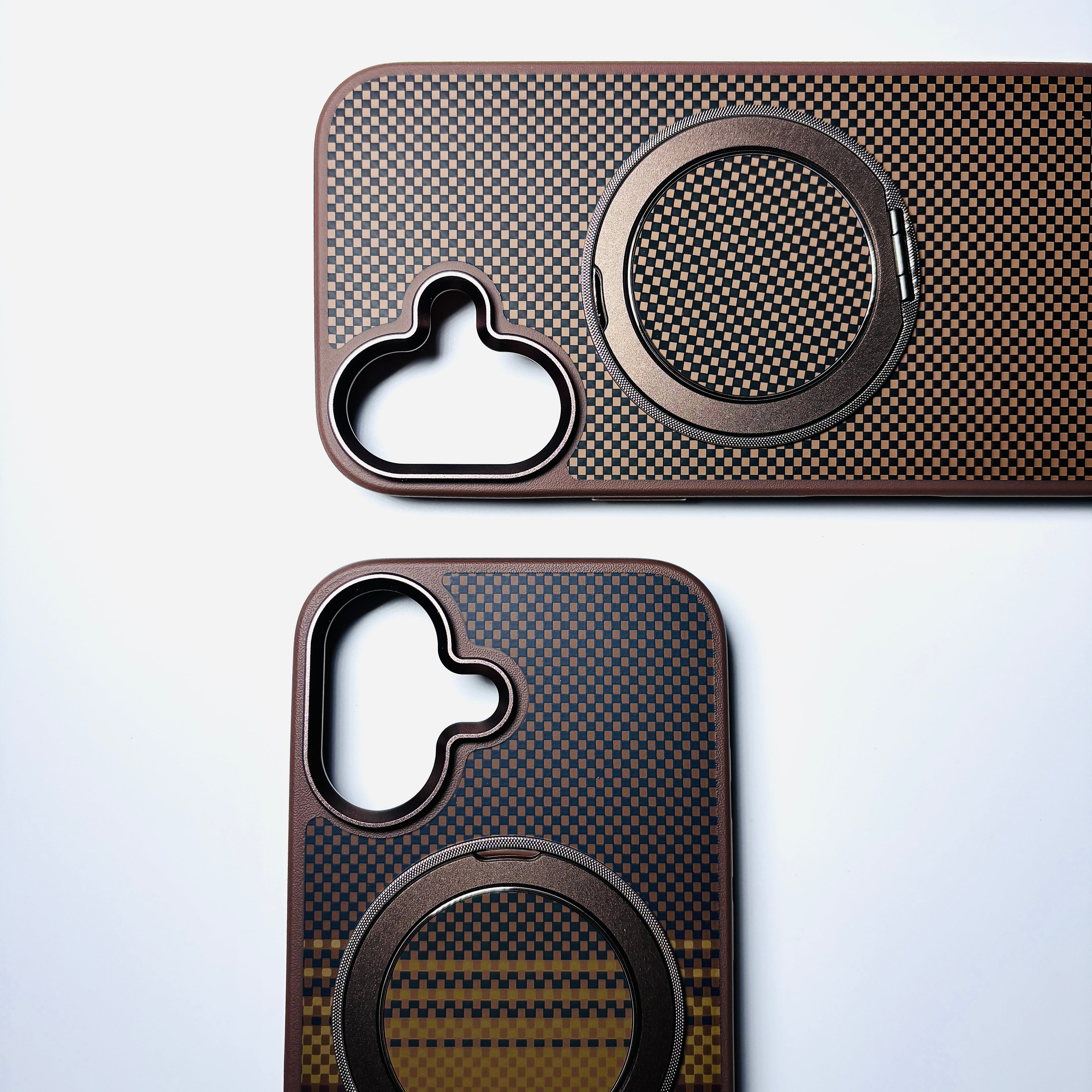 Protective Apple iPhone Back Cover - Carbon Fiber MagSafe with Stand iPhone Case - Style 7