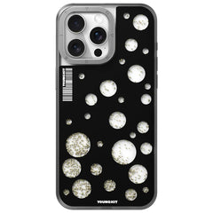 YOUNGKIT Polka Dots Quicksand Magsafe Case for iPhone 15 Pro Max (BLACK)