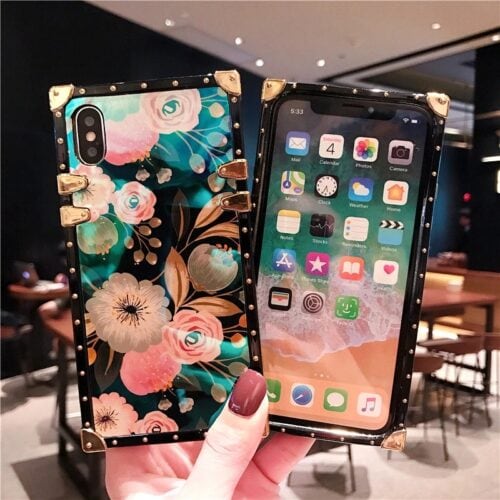 Square Floral Luxury Case With Phone Holder Mobile Case by CoverMeUp - Style 2