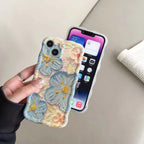 Protective Apple iPhone Back Cover - Electroplated Bluray Floral Designer Case for iPhone 15 Pro (Light Blue)