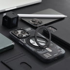 Protective Apple iPhone Back Cover - YOUNGKIT Cyberpunk 360° Rotation Ring Stand Case for iPhone 16 - Style 3