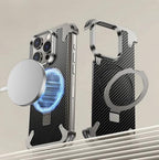 Protective Apple iPhone Back Cover - Frameless Carbon Fiber Ultra-Thin & Military Grade Drop Protection iPhone Case with Kevlar & Magnetic Kickstand - Style 5