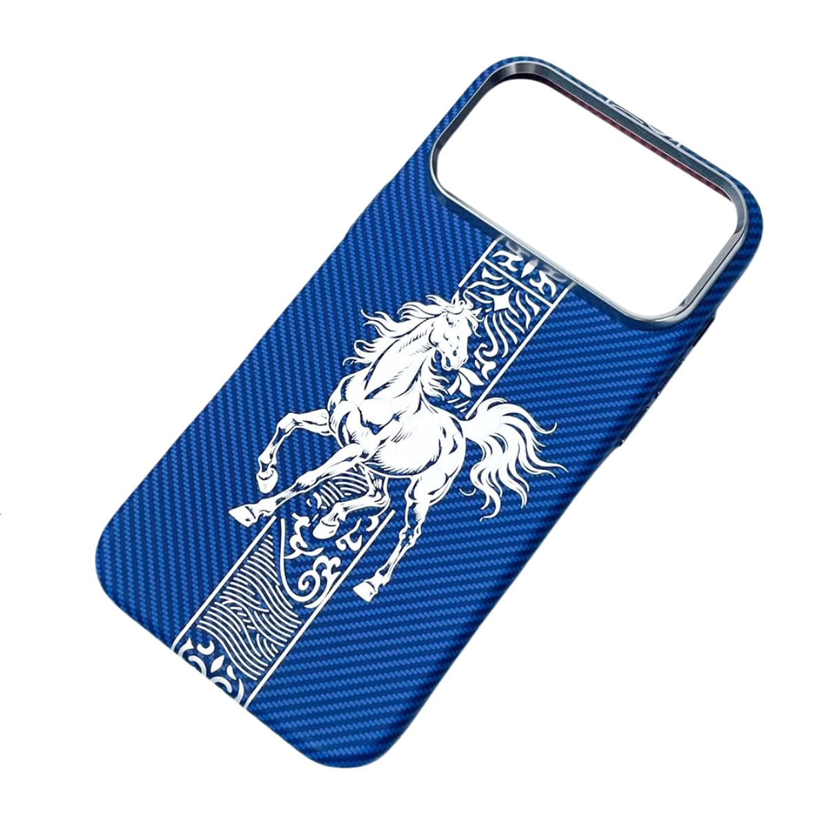 Luxo Carbon Blue Line Strip Magsafe Case