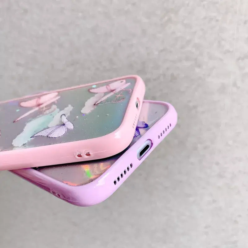 Butterfly Glitter Transparent Case Mobile Case by CoverMeUp - Style 4