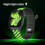 Double Colour Striped Magnetic Silicon Watch Band 44/45/46mm & 49mm (Green/Black)