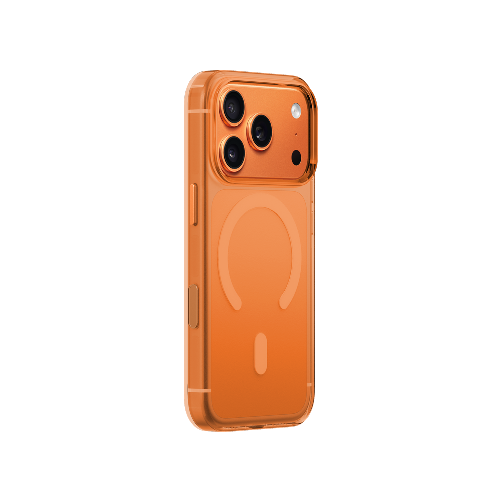 Protective Apple iPhone Back Cover - KZDOO Iceguard Transparent Series Magsafe Case for iPhone 17 Pro Max (Transparent Orange)