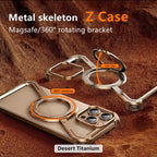 Protective Apple iPhone Back Cover - Z Shaped Metal Magsafe Bumper Case with Stand for iPhone - Style 4