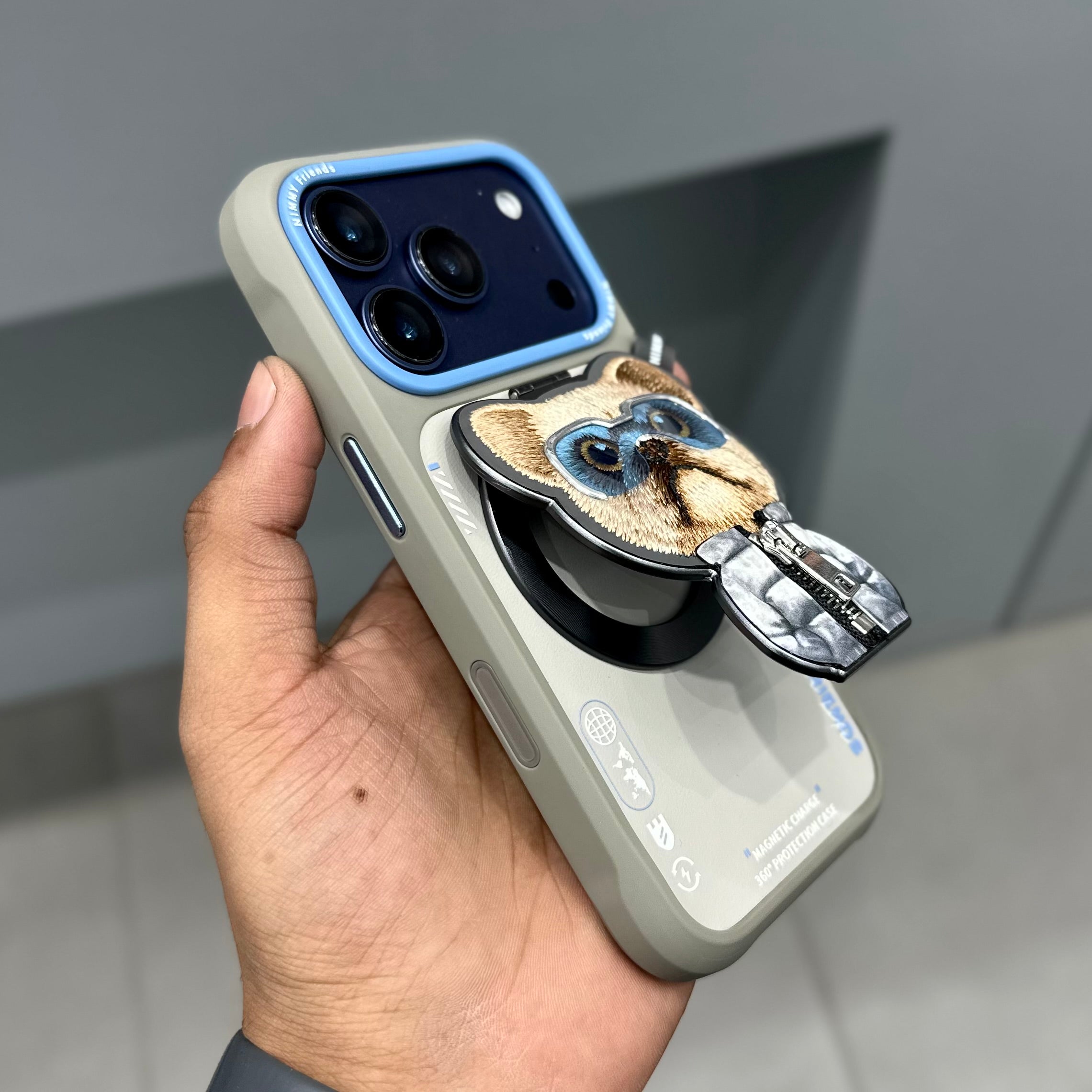 Nimmy Premium Embroidered Leather Case - NIMMY POPUP CASE-GREY BLUE 2.0 ( No. 2701 ) - Style 4
