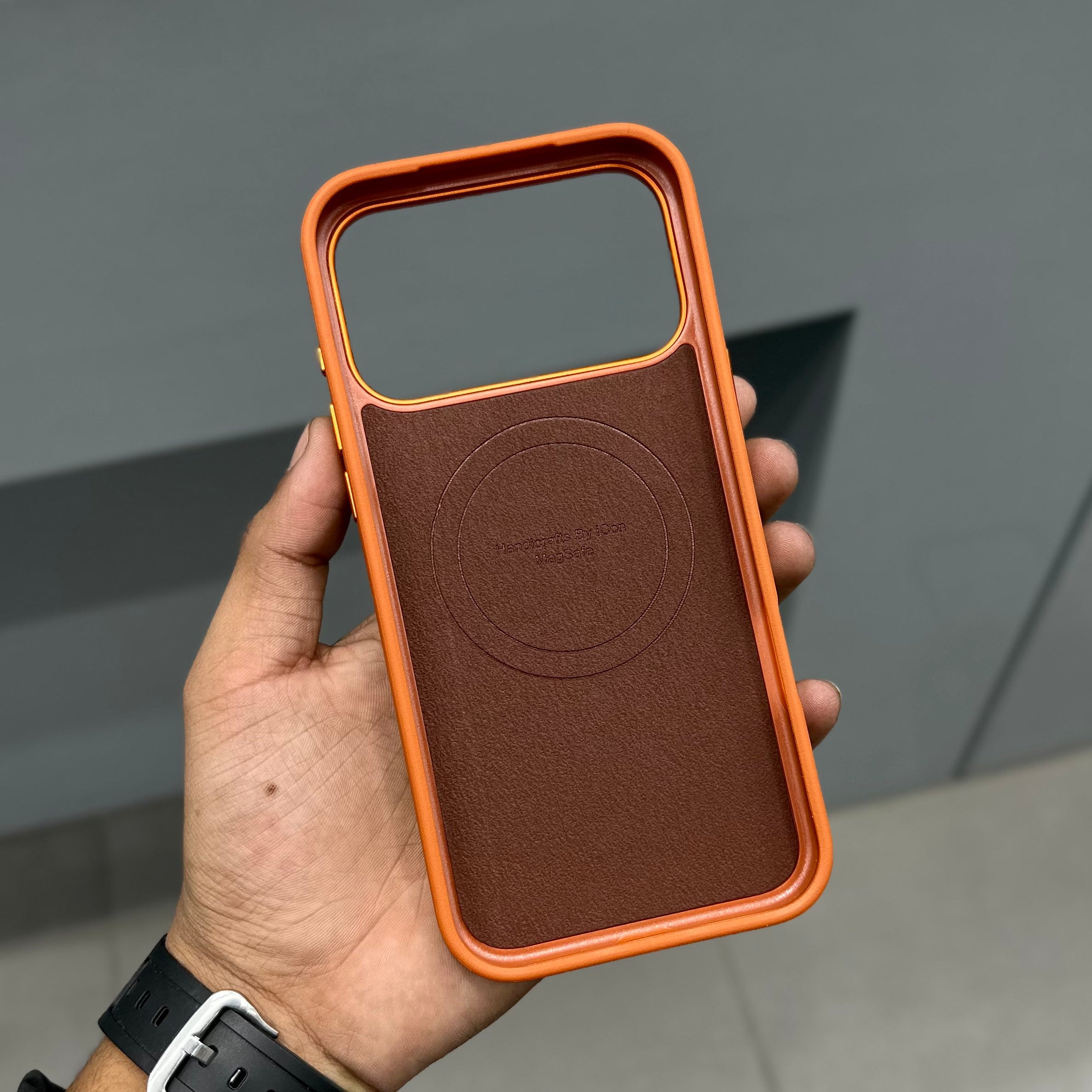 ICON CLASSIC LEATHER MAGSAFE CASE - ORANGE ( No. 2866 ) Mobile Case by CoverMeUp - Style 3